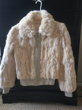 100% Blonde Natural Rabbit bomber jacket